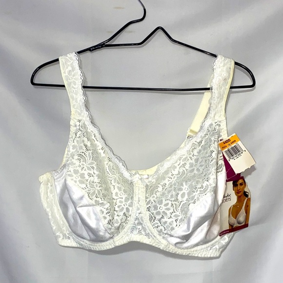 NWT PLAYTEX SECRETS LACE UNDERWIRE BRA SIZE 44DD Elegant BEIGE Lace Bra - Picture 1 of 12